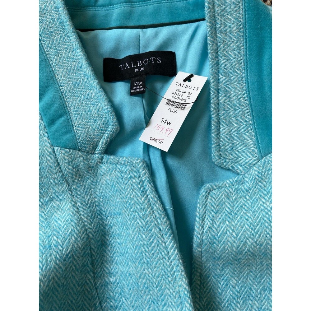 TALBOTS Classic Shetland Blazer Bicolor Herringbone Women' Plus Sz 14 Wool Blend - Picture 7 of 11